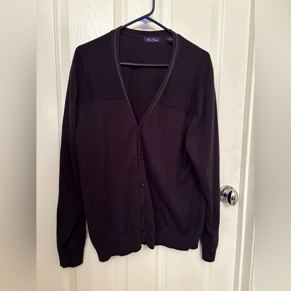 Alan Flusser Black Knit Cardigan Size Large